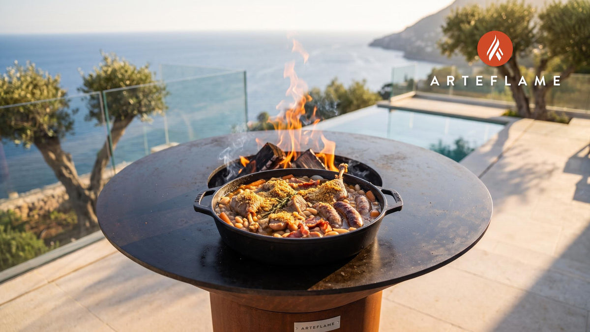 Cassoulet cooking on an Arteflame grill