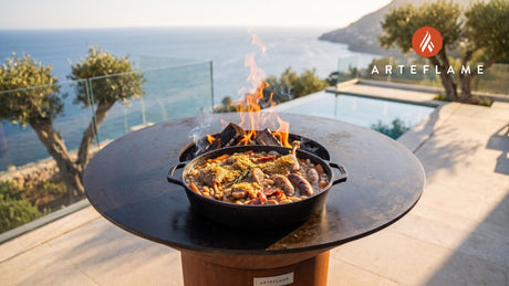 Cassoulet cooking on an Arteflame grill