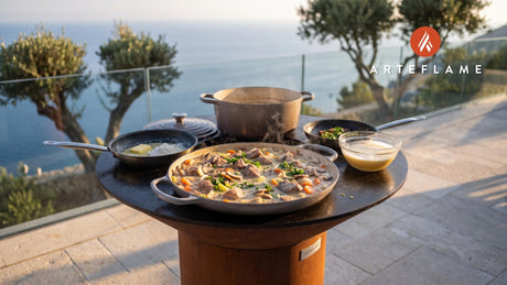 Blanquette de Veau cooking on an Arteflame grill