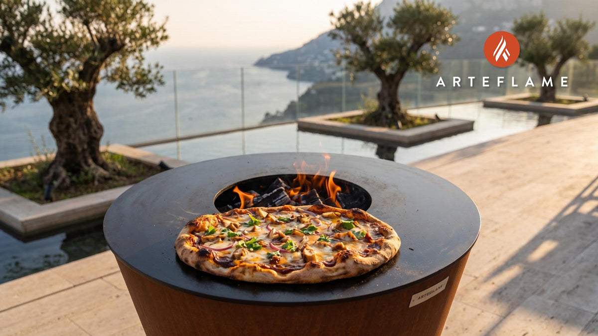 BBQ Chicken Pizza cooking on an Arteflame grill