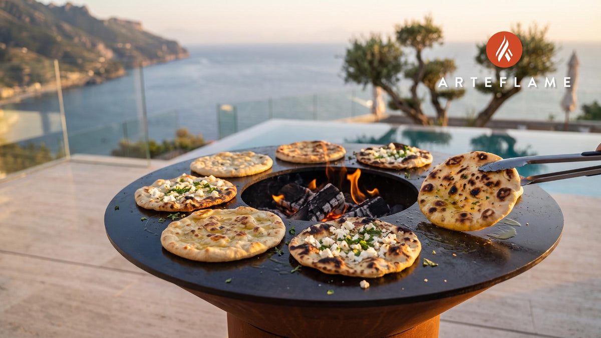 Grilled Flatbread cooking on an Arteflame grill