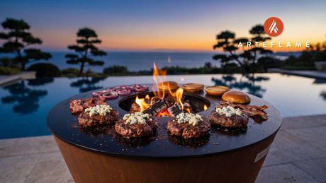Black & Blue Burger cooking on an Arteflame grill