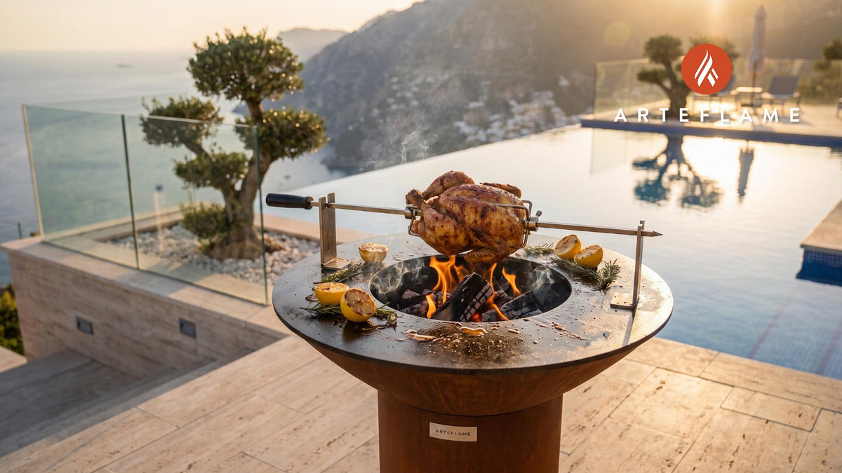 Rotisserie Chicken cooking on an Arteflame grill