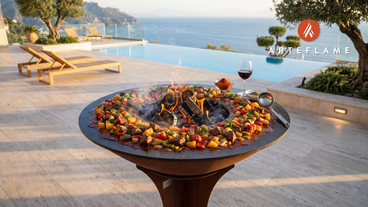 Grilled Beef Goulash cooking on an Arteflame grill