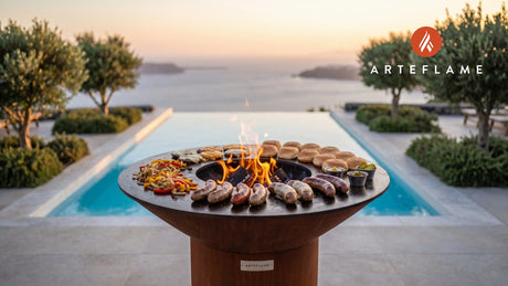 Grilled Sausage Sliders cooking on an Arteflame grill