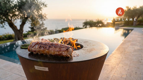 Bacon Wrapped Pork Loin cooking on an Arteflame grill