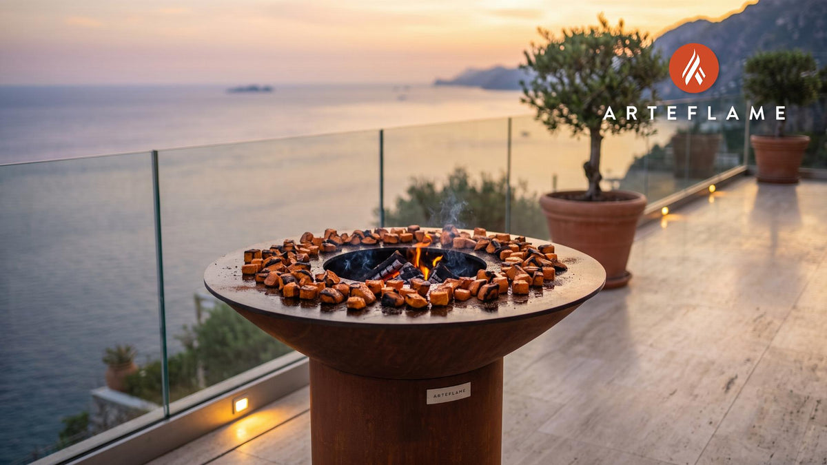 Charred Sweet Potatoes with Honey & Cinnamon cooking on an Arteflame grill