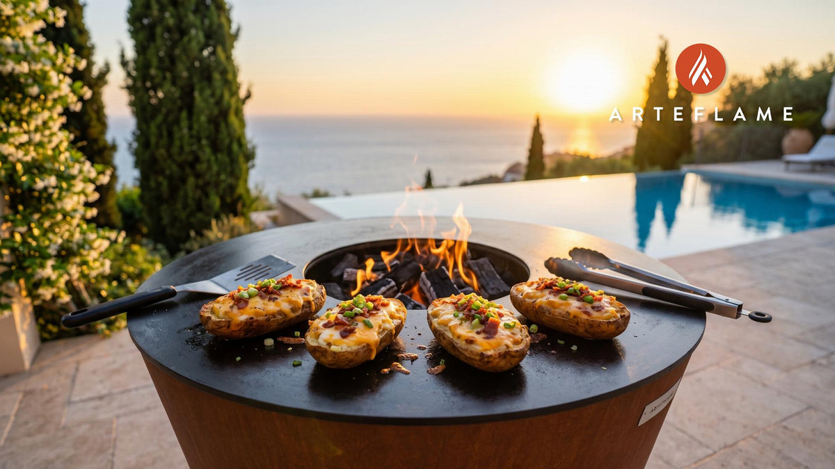 Grilled Twice Baked Potatoes cooking on an Arteflame grill