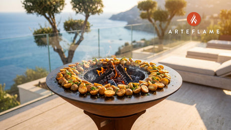 Garlic Roasted Potatoes (Crispy & Wood-Fired) cooking on an Arteflame grill