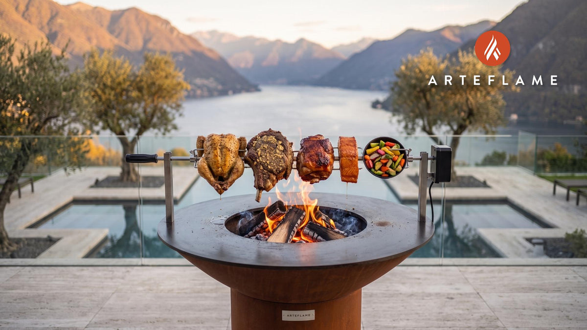 Rotisserie cooking on an Arteflame grill