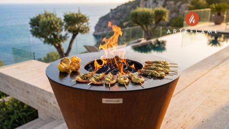 Grilled Pesto Shrimp cooking on an Arteflame grill