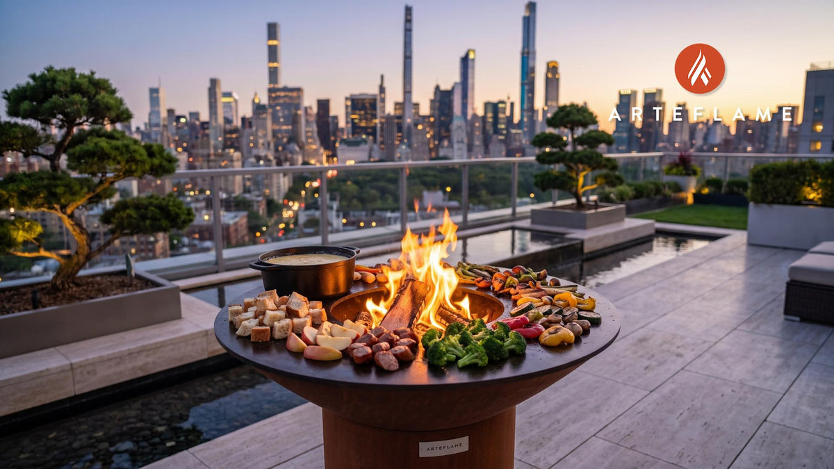 Grilled Cheese Fondue cooking on an Arteflame grill