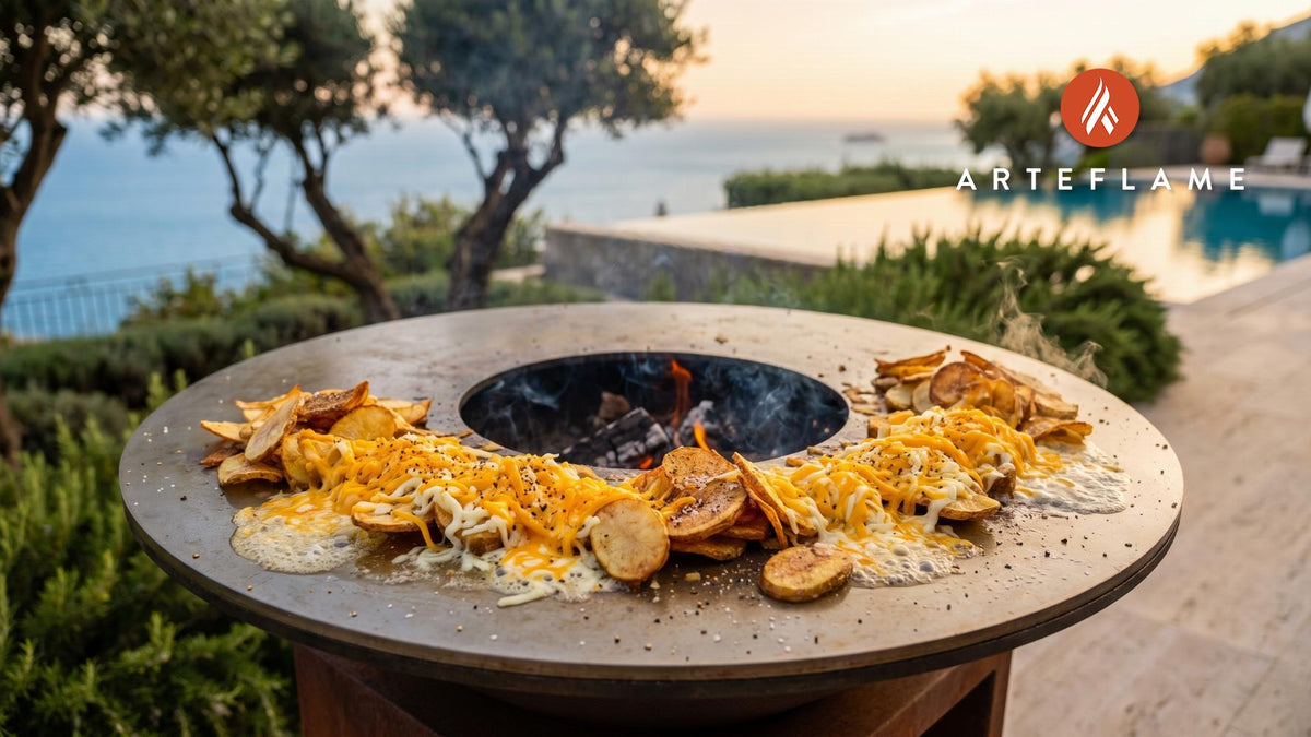 Grilled Cheese with Potato Chips cooking on an Arteflame grill