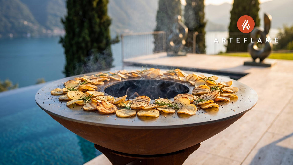 Grilled Potato Chips cooking on an Arteflame grill