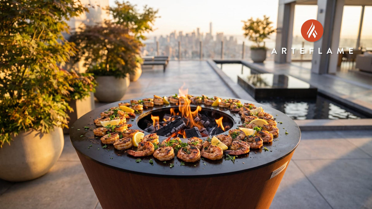 Cajun Grilled Shrimp cooking on an Arteflame grill