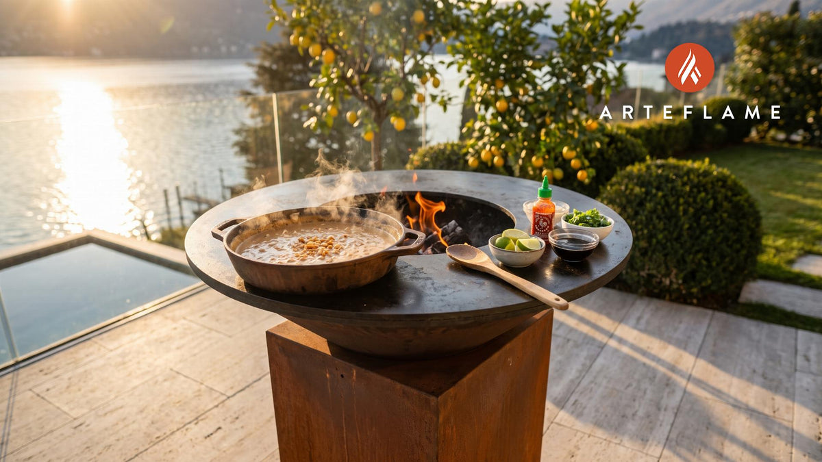 Creamy Peanut Sauce (Thai Style) cooking on an Arteflame grill