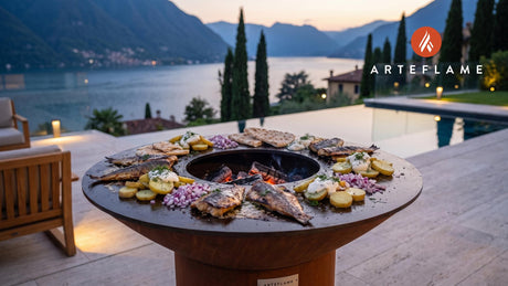 Grilled Surströmming cooking on an Arteflame grill