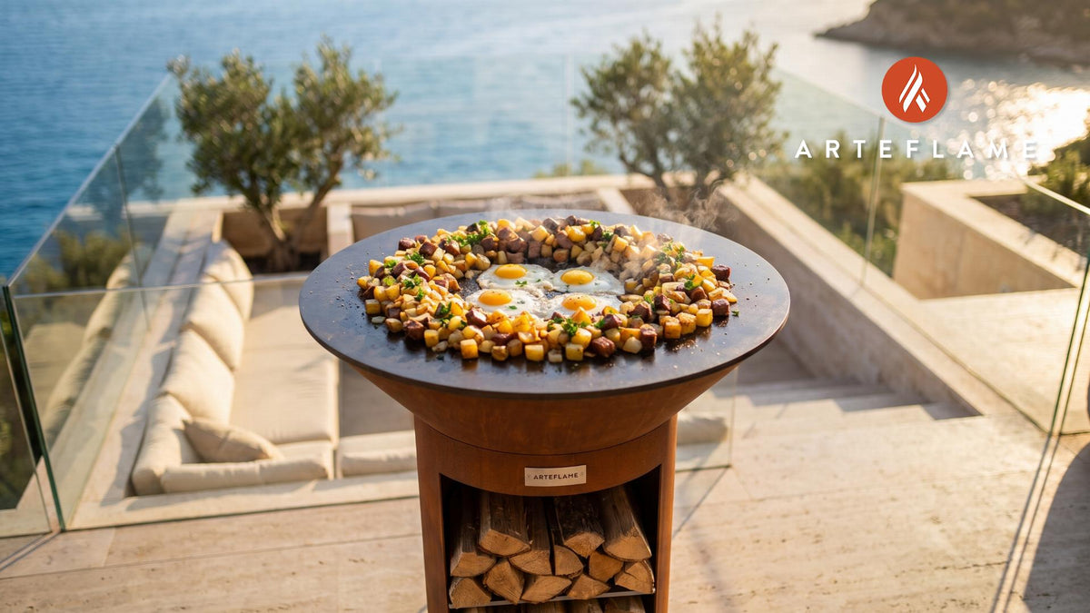 Grilled Pytt i Panna cooking on an Arteflame grill
