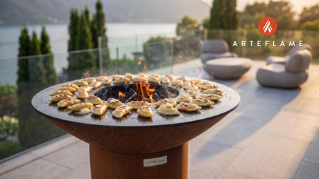 Grilled Kroppkakor cooking on an Arteflame grill