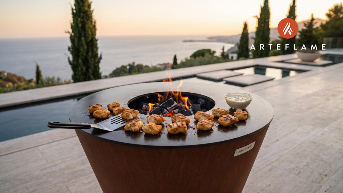 Grilled Kibbeling cooking on an Arteflame grill