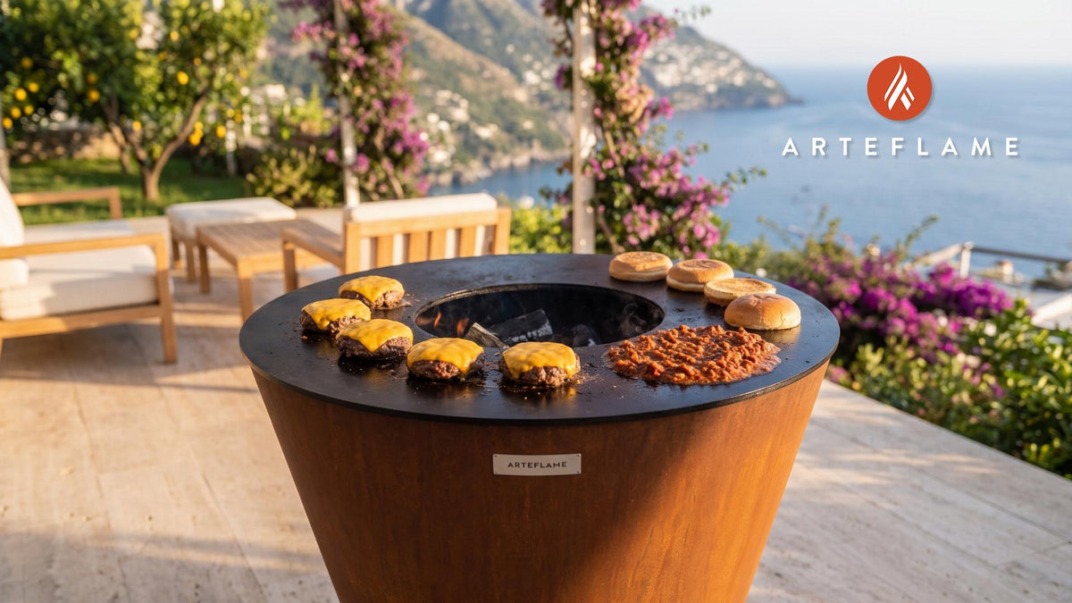 Juicy Grilled Burger cooking on an Arteflame grill