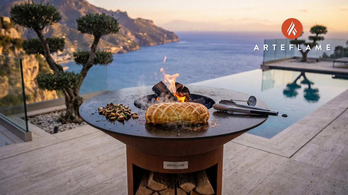 Grilled Beef Wellington cooking on an Arteflame grill