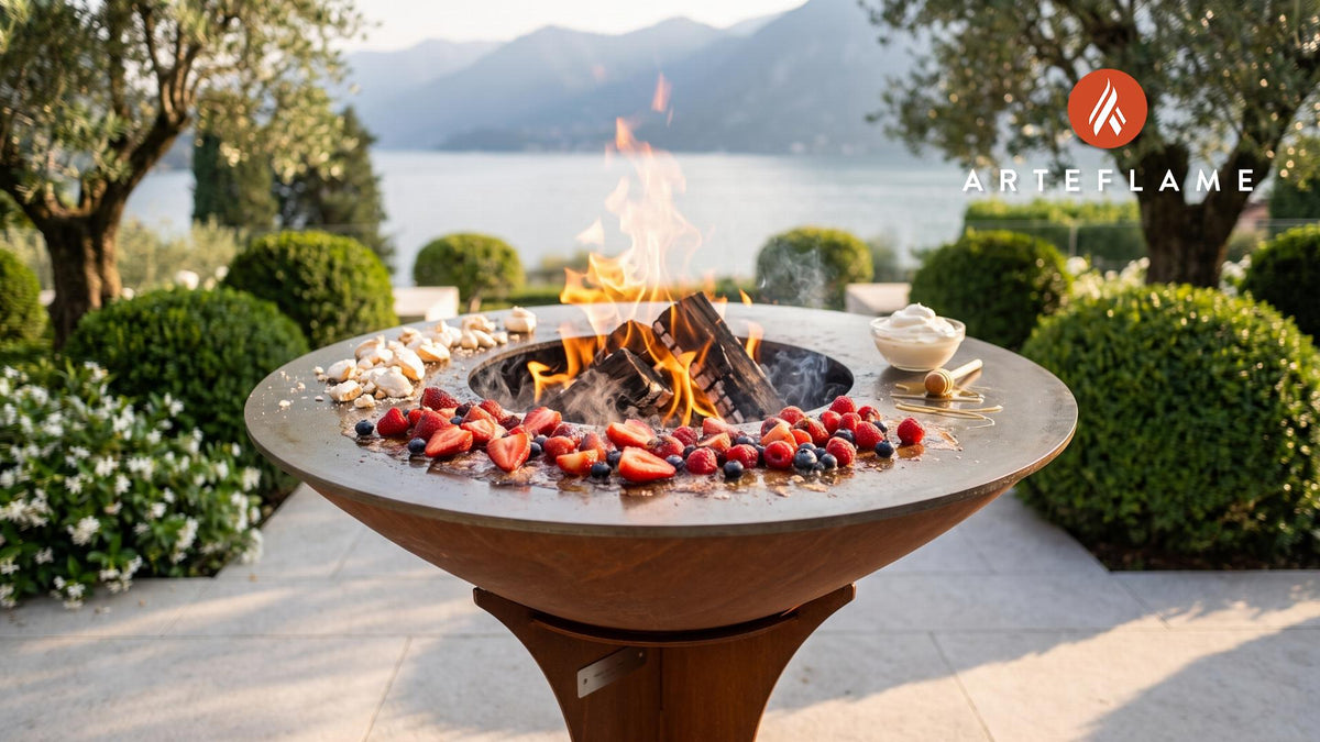 Grilled Eton Mess cooking on an Arteflame grill