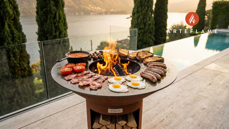 Grilled Full English Breakfast cooking on an Arteflame grill