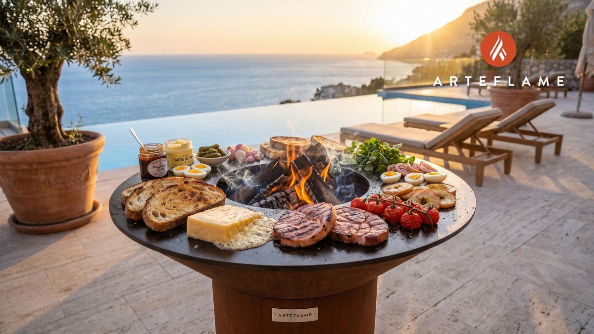 Grilled Ploughman's Lunch cooking on an Arteflame grill
