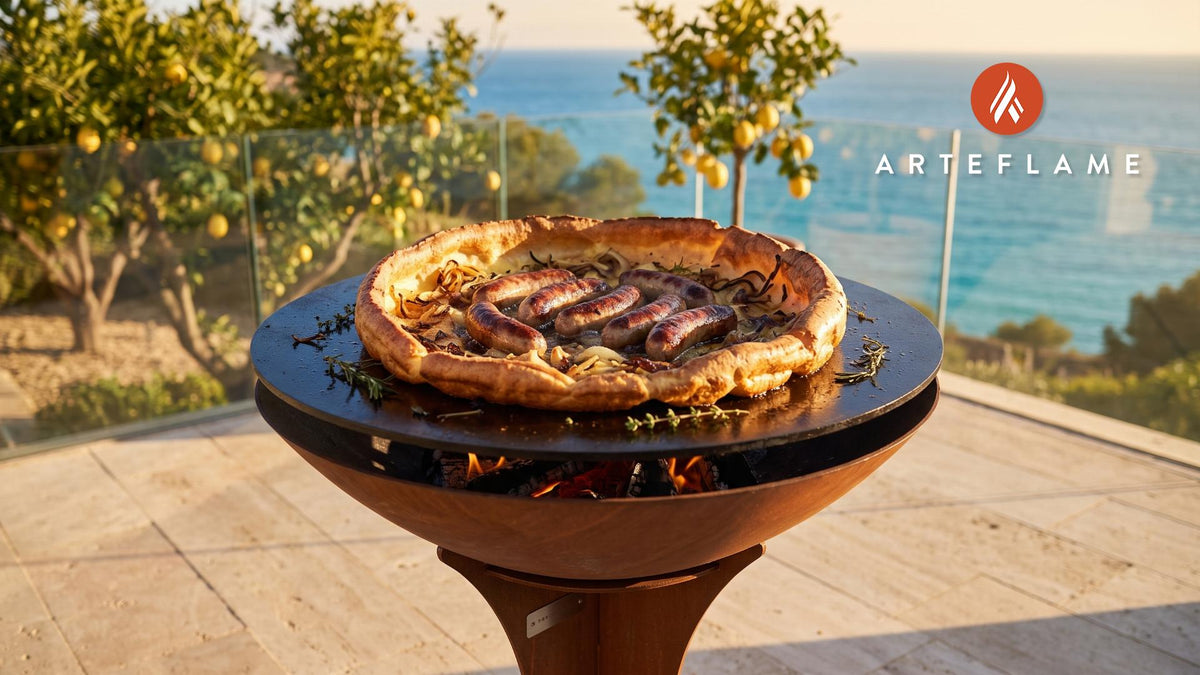 Grilled Toad in the Hole cooking on an Arteflame grill