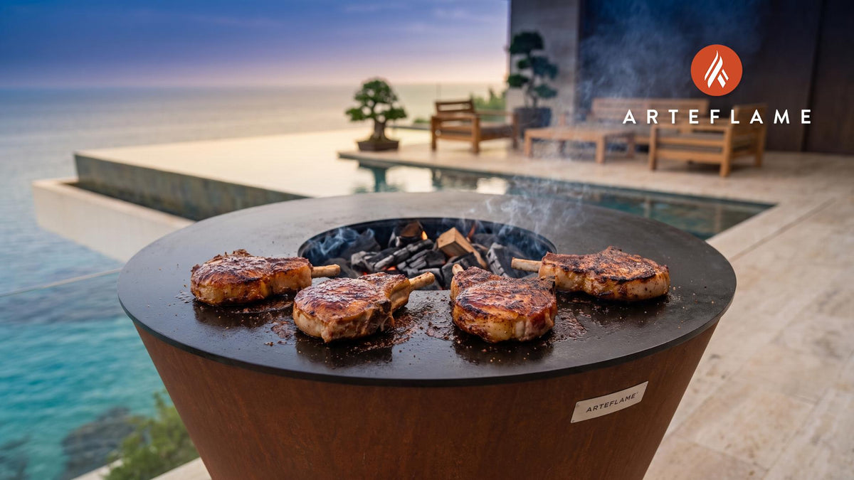 Grilled Pork Chops cooking on an Arteflame grill