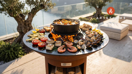 Grilled Bouillabaisse cooking on an Arteflame grill