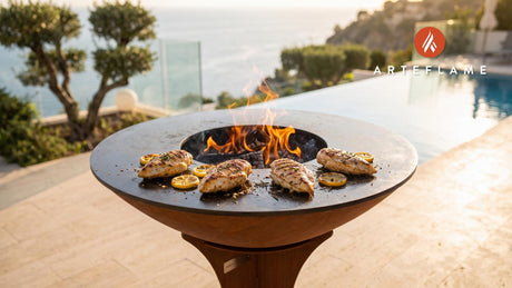 Seared Tuscan Chicken Breasts cooking on an Arteflame grill