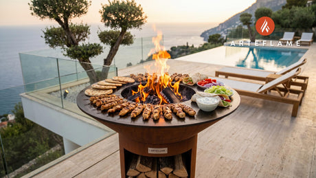 Grilled Chicken Souvlaki Wraps cooking on an Arteflame grill