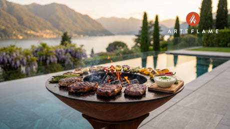 Seared Grilled Steaks with Horseradish Sauce cooking on an Arteflame grill