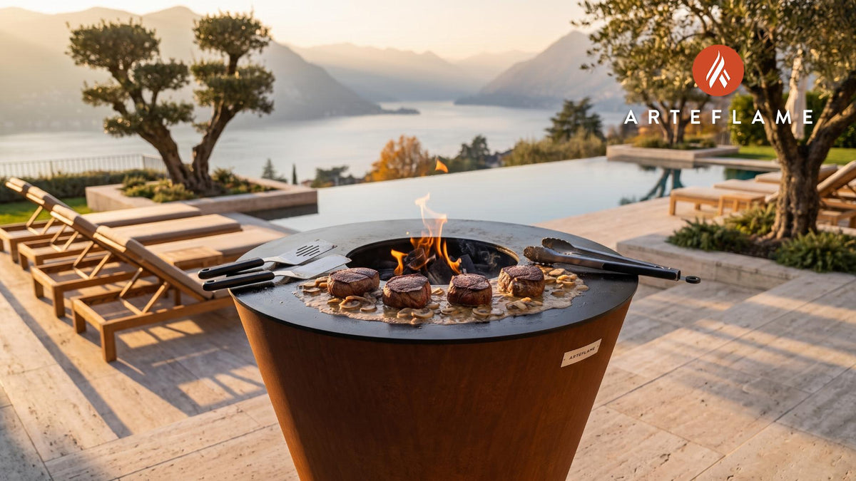 Steak Diane cooking on an Arteflame grill