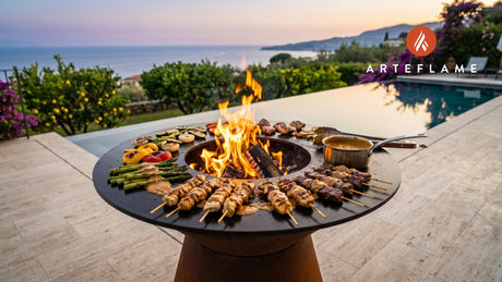 Creamy Peanut Sauce for Grilled Meats & Veggies cooking on an Arteflame grill