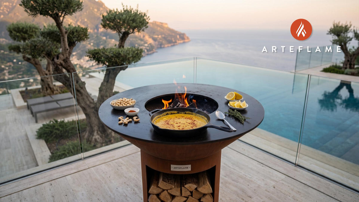 Creamy Cashew Sauce cooking on an Arteflame grill