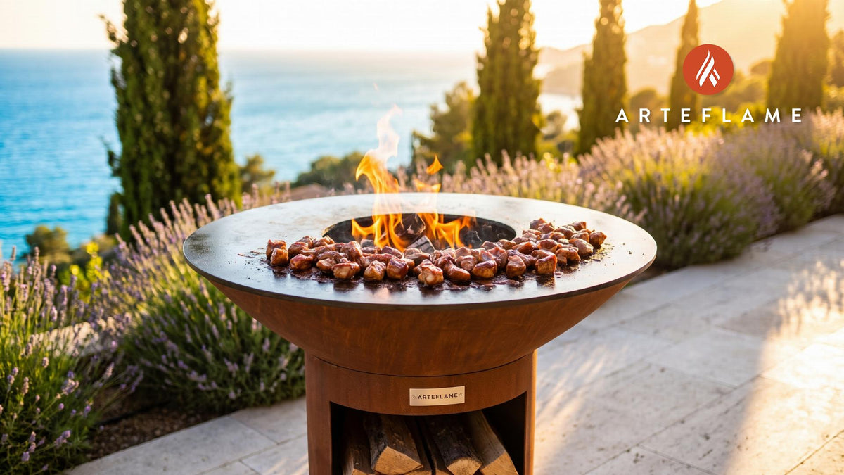 Grilled Pork Tips cooking on an Arteflame grill