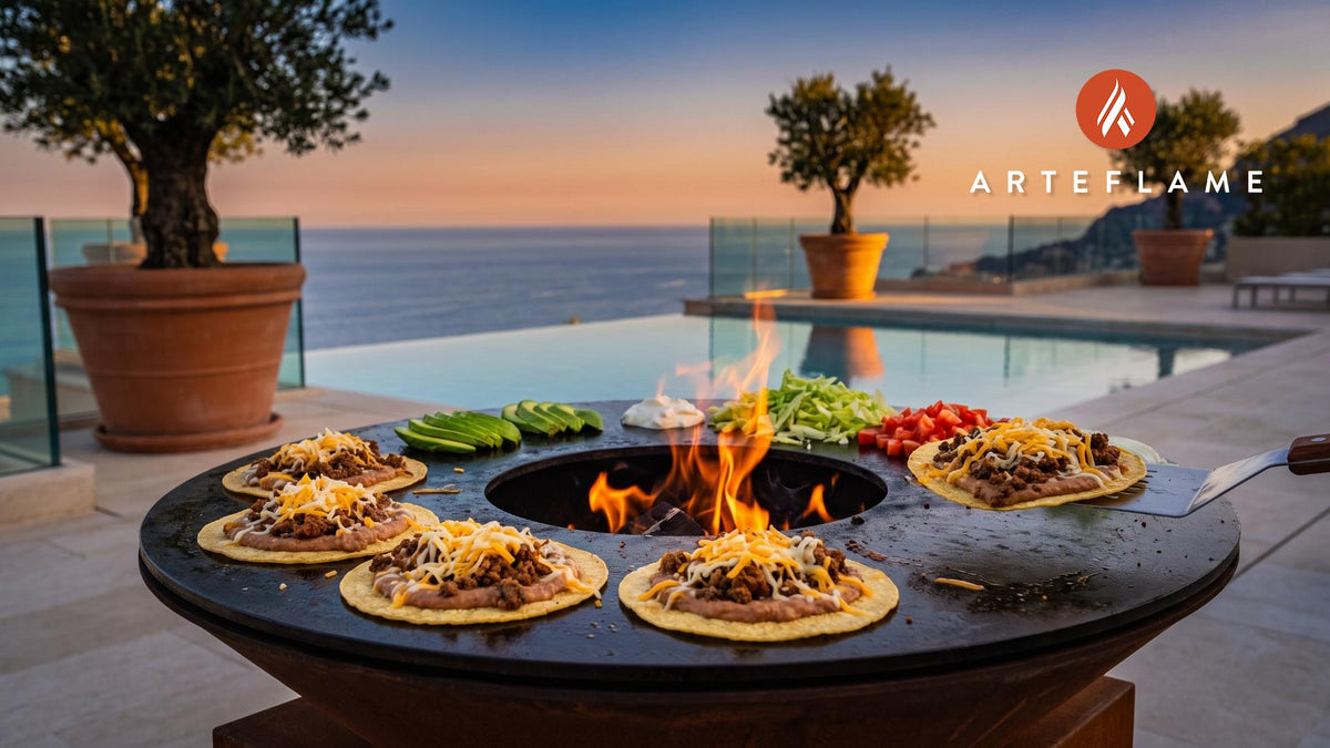 Crispy Grilled Tostadas cooking on an Arteflame grill