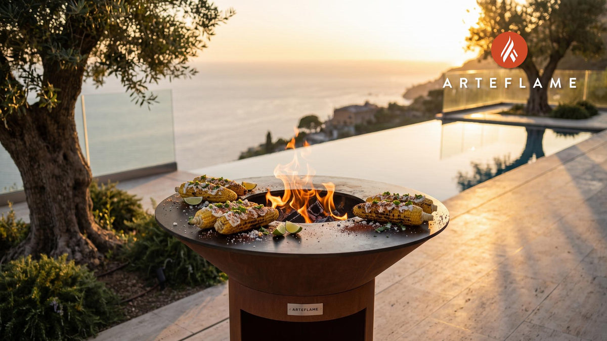Grilled Elote cooking on an Arteflame grill