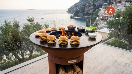 Juicy Grilled Double Cheeseburgers with Ranch cooking on an Arteflame grill