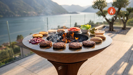 Grilled Soy Burgers cooking on an Arteflame grill
