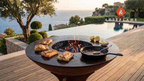 Grilled Mahi Mahi with Bourbon Sauce (Bourbon St. Style) cooking on an Arteflame grill