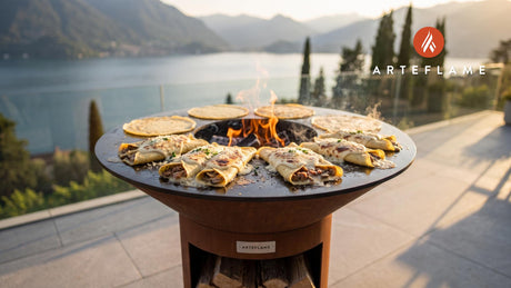 Meat & Mushroom Crespelle with Creamy Bechamel cooking on an Arteflame grill