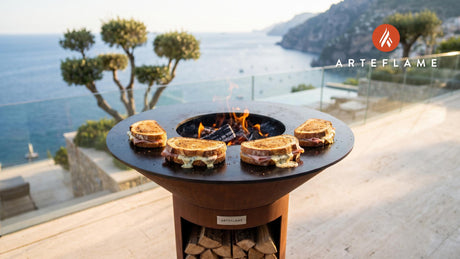 Grilled Croque Auvergnat cooking on an Arteflame grill