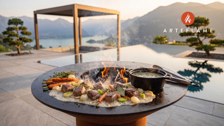 Grilled Blanquette de Veau cooking on an Arteflame grill