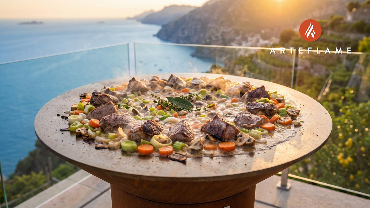 Grilled Blanquette de Veau cooking on an Arteflame grill