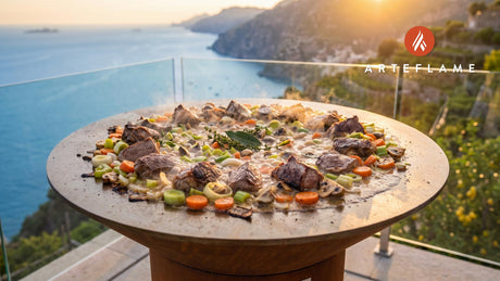 Grilled Blanquette de Veau cooking on an Arteflame grill