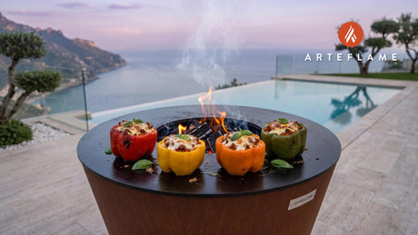 Italian Stuffed Peppers cooking on an Arteflame grill